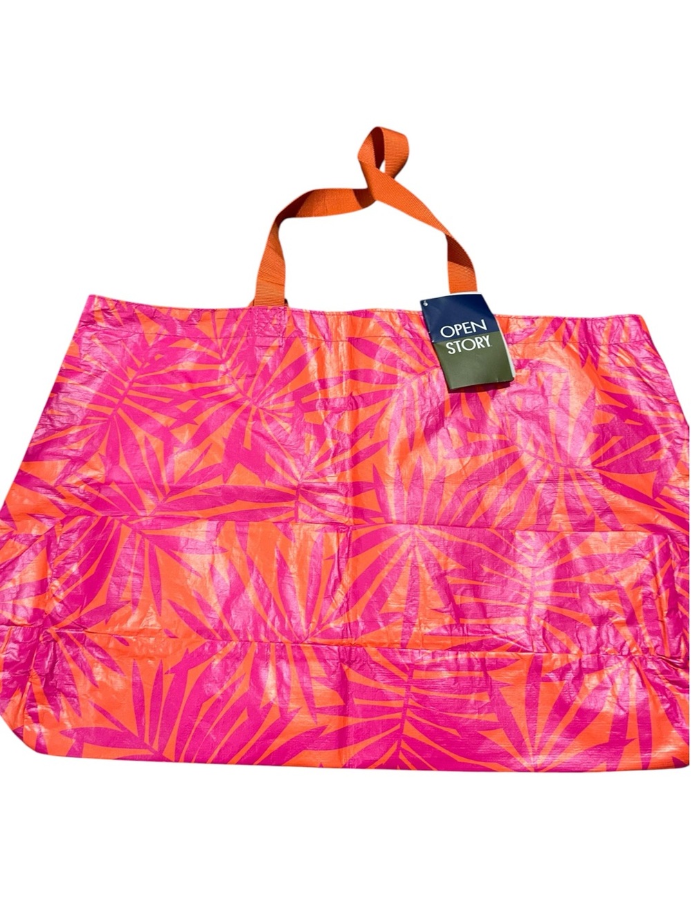 Open Story Orange Pink Tropical Tote Bag